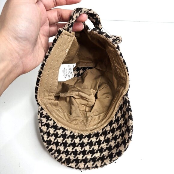 Houndstooth Check Plaid Cadet Newsboy Wool Blend Hat Cap - Picture 5 of 6